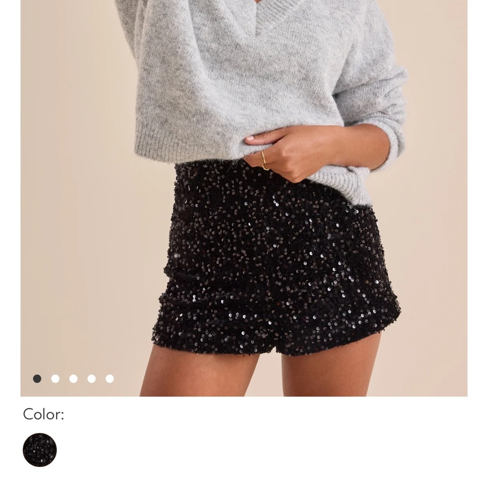 Altar'd State Juniper Sequin Mini Shorts Black